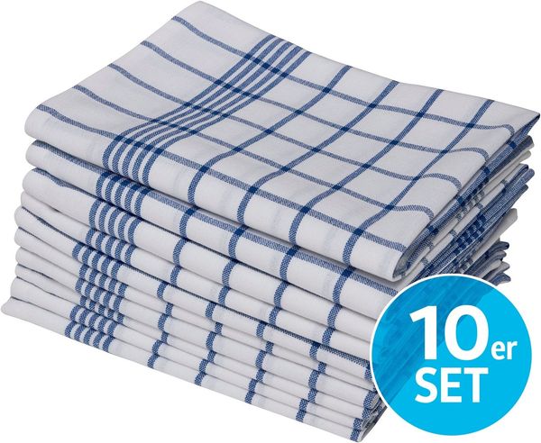 OTTO home Geschirrtuch Vivianne, Exklusiv Deal!, (Set, 10-tlg), 100% Baumwolle,70×50 cm, blau/rot -weiße, 10Stk. Set, weich, saugstark