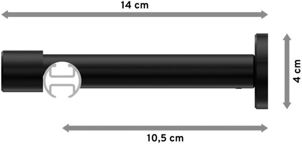 Innenlauf-Gardinenstangen-Set Prestige Zoena 100 cm, 1-läufig, 20 mm Ø Schwarz Bild 2