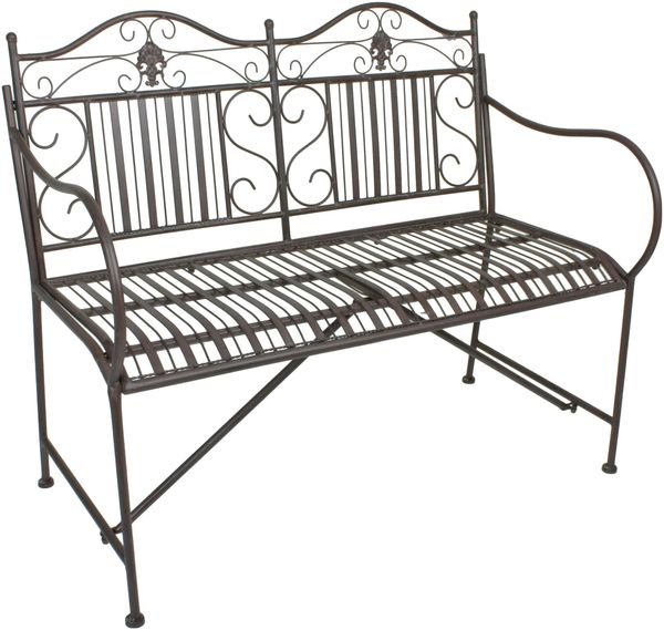 Gartenbank SIGNE - 106cm Breit, Stahl, Braun | Terrassenbank Wetterfest Sitzbank Outdoor Bank