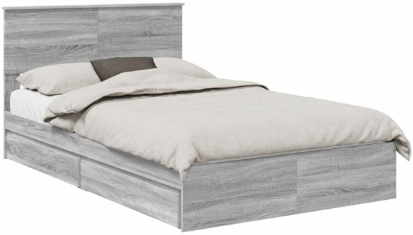 vidaXL Aufbewahrungsbett Graues Sonoma 135 x 190 cm Holzwerkstoff 3408471