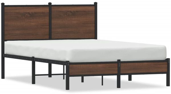 vidaXL Metallbett ohne Matratze Braun Eichen-Optik 120x200 cm 4007920