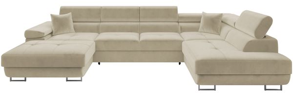 Ecksofa Torezio Bis mit Bettkasten, Schlaffunktion und Einstellbare Kopfstützen (Farbe: Polo 872, Seite: Rechts)