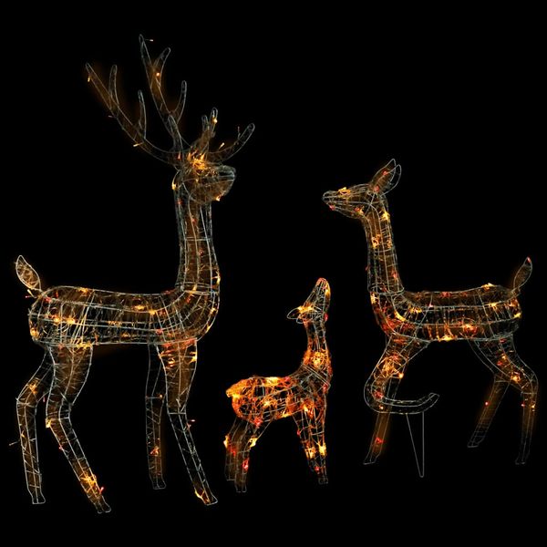 vidaXL LED-Rentier-Familie Weihnachtsdeko Acryl 300 LED Bunt 329796