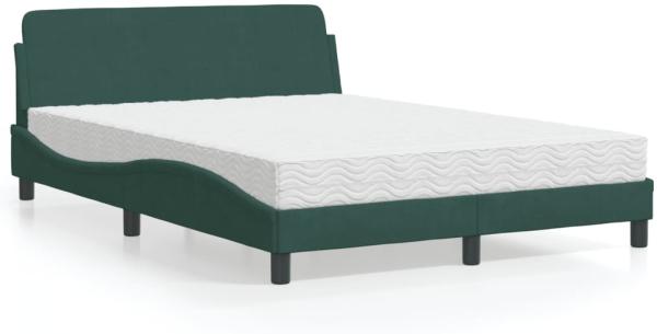 vidaXL Bett mit Matratze Dunkelgrün 140x200 cm Samt 3208414