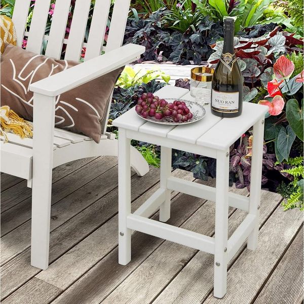 KOMFOTTEU Gartentisch Beistelltisch, aus HDPE, Quadratisch