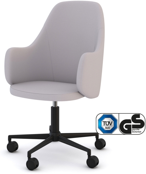 ASSMANN Schalenstuhl Consento Triest High Back gepolstert mit Rollen Hellgrau 56x63x98cm Textil