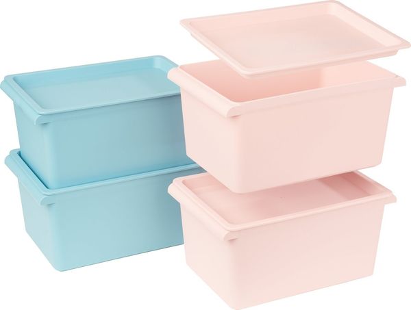 VBS Aufbewahrungsbox Stapelbox mit Griffleisten, 4 Stück