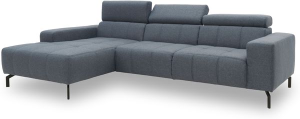 DOMO Collection Cunelli, Ecksofa mit Kopfstützfunktion, Webstoff blau, 175 x 292 cm Bild 3