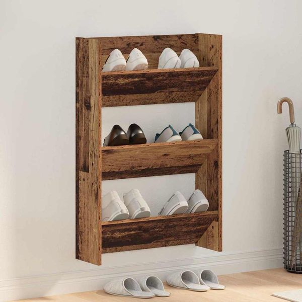 vidaXL Schuhschrank mit Regal Altholz 60 x 18 x 90 cm Holzwerkstoff 875146