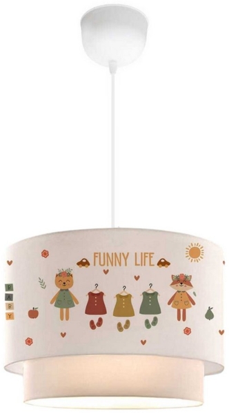 Kinder-Hängeleuchte Lurgan mit Tierfiguren mit Kleidern-Motiv Weiß [lux. pro]