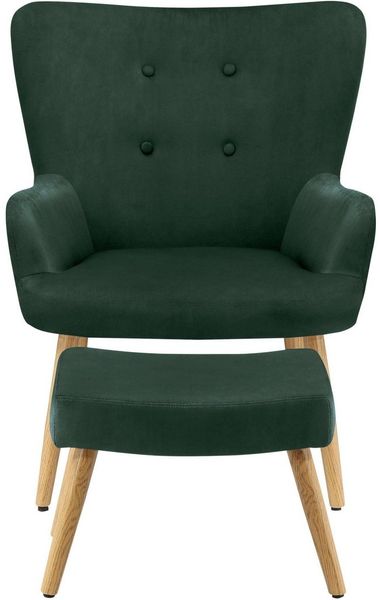 loft24 Sessel Cora (Set, 2-St), Ohrensessel mit Hocker, Armsessel, Stoffbezug, Fernsehsessel