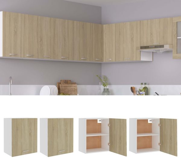 vidaXL Hängeschränke 2 Stk. Lyon Sonoma-Eiche 50x31x60 cm Holzwerkstoff 805081