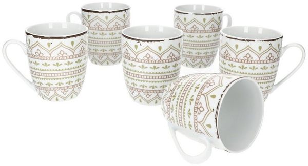 van Well Becher 6er Set Kaffeebecher Riva 400ml Porzellan, Porzellan