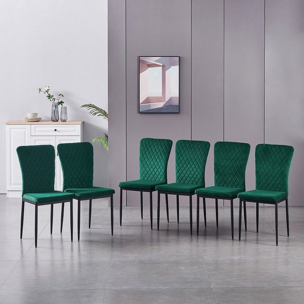 JYMTOM Esszimmerstuhl Samt/Kunstleder, hoher Lehne, Metallgestell, 4/6er-Set (6 St), Samt, Gitter-Design, für Wohnzimmer, Büro, Klassenzimmer
