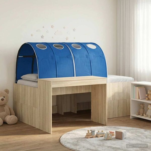 vidaXL Bettrahmen mit Tunnel mit Regal 3 Stk. Sonoma Eiche und Blau 3423649