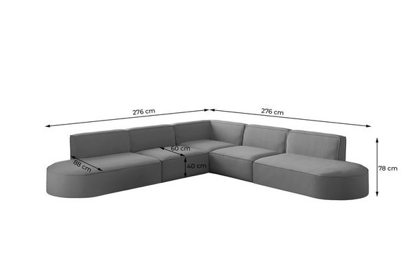 Ecksofa Designersofa PALMA Stoff Scala Grau Seite Universal Bild 3