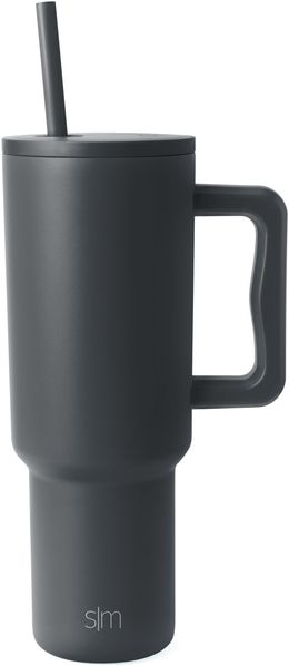 Simple Modern Thermobecher mit Strohhalm und Griff | Isolierter Edelstahl-Trinkbecher Eiskaffee-Reisebecher | Geschenke für Frauen und Männer | Trek | 1180ml | Graphite