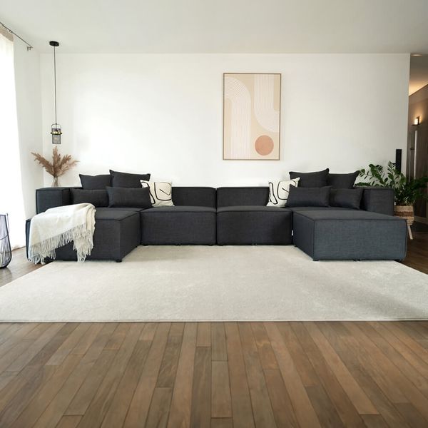 HOME DELUXE Modulares Sofa VERONA L - 327 x 207 cm Anthrazit