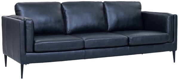 3-Sitzer Sofa Aicena Leder Schwarz - Komfortsofa mit Taschenfederkern & Metall-Gestell