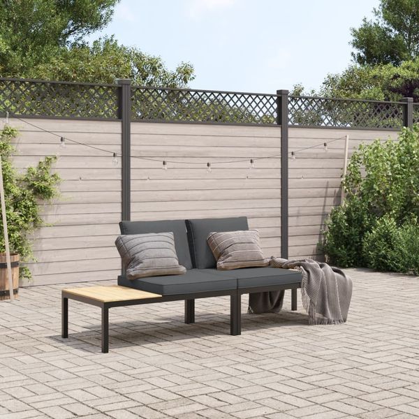 vidaXL 2-tlg. Garten-Sofagarnitur mit Kissen Schwarz Aluminium 3283705
