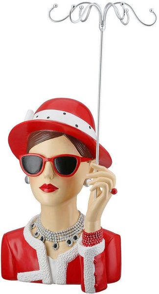 GILDE Schmuck Etagere Figur, Schmuckständer Frau Chloe rot, silberfarben H. 39,5 cm Bild 5