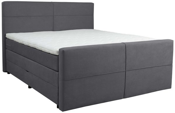 Home affaire Boxspringbett Lucas, Doppelbett, Polsterbett, Federkernbett, Komforbett, 160,180 cm, inkl. Topper, zwei Bettkästen, Taschen-Federkernmatratze, Härtegrad 3