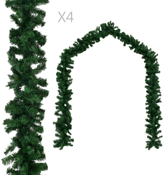 vidaXL Weihnachtsgirlanden 4 Stk. Grün 270 cm PVC 284308