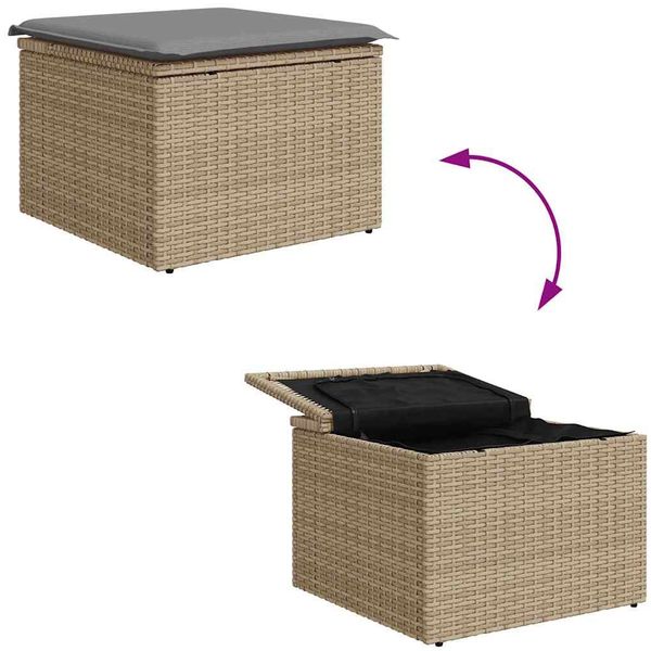 vidaXL Garten-Sofa-Set mit Kissen 4 pcs Beige und Hellgrau Poly-Rattan 3355679 Bild 11
