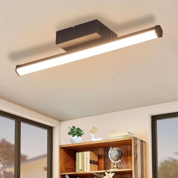 Nettlife LED Deckenleuchte Wohnzimmer Modern Schwarz 24W 3000K Warmweiß Schlafzimmer, LED fest integriert, Warmweiß, Innen LED Deckenbeleuchtung für Flur Küche