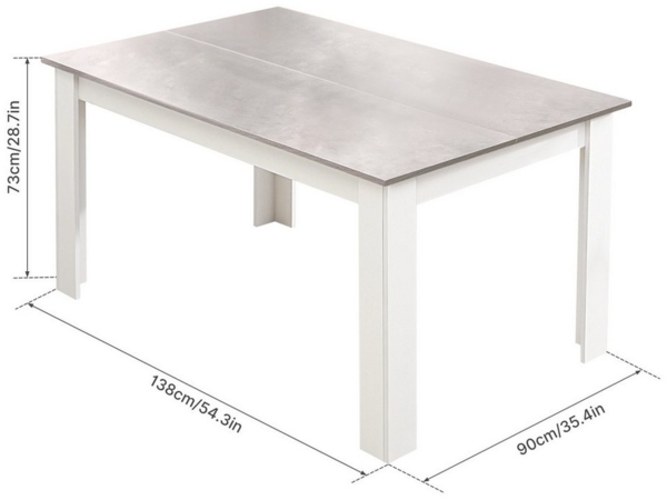 Mondeer Essgruppe Esszimmergruppe (Set, 7-tlg), Spanplatte & Lederimitat, Zweifarbig, Ergonomisch, Weiß+Grau Bild 3