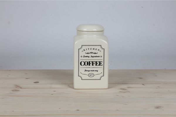 4x Vorratsdose KITCHEN Keramik “Coffee” 10,5x10,5x20,5 cm – elegante Kaffeedose mit Deckel, luftdicht, aromaschützend, robust und stilvoll für die Küche