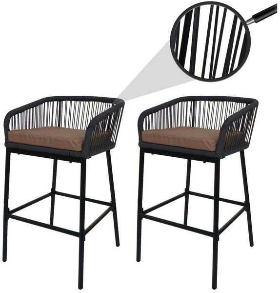 MCW Barhocker MCW-O22 (2 St), Mit Armlehne, Mit Fußstütze, Inklusive Sitzkissen, Weiche Polsterung