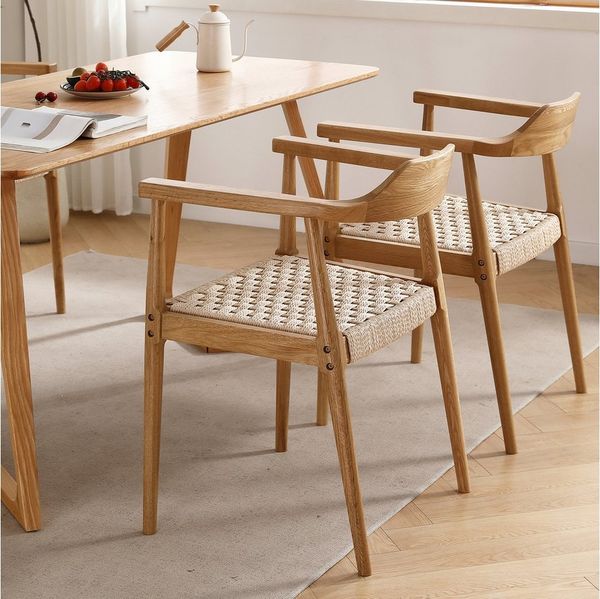 LIM HOME Esszimmerstuhl SW010 (Packung, 2 St), FSC®Eichenholzrahmen mit Sitzfläche aus Papierseil, einfache Montage