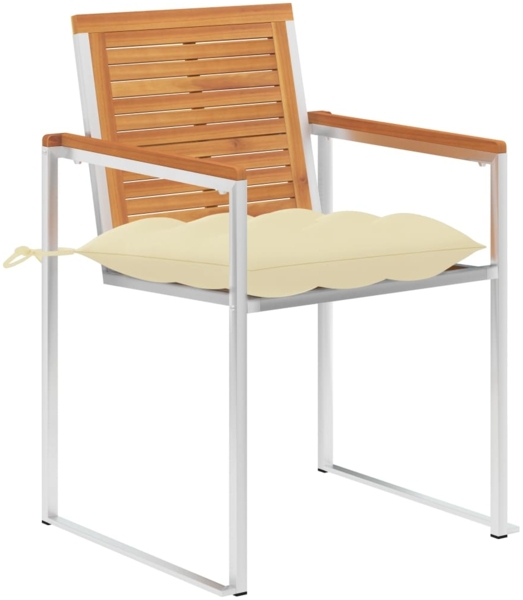 vidaXL Gartenstühle mit Kissen 2 Stk. Massivholz Akazie und Stahl 3061505