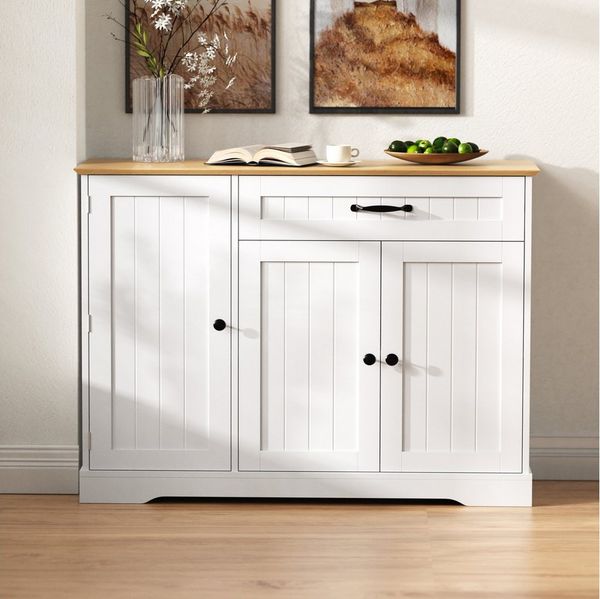 Flieks Kommode Buffetschrank mit Schubladen und Türablagen (1 St, 107 x 40 x 84 cm), Mehrzweckschrank Küchenschrank mit verstellbarer Einlegeböden