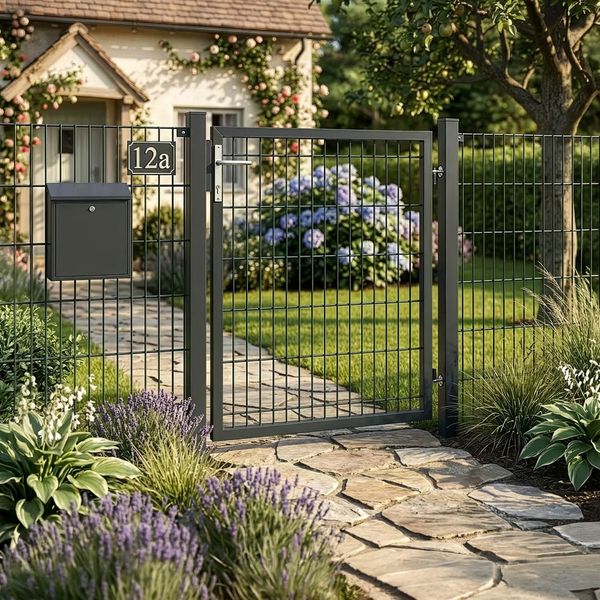HOME DELUXE Gartentor für Doppelstabmattenzaun PORTARIUS - 100 cm Anthrazit
