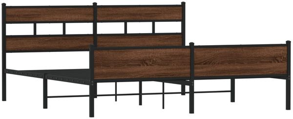 vidaXL Metallbett ohne Matratze Braun Eichen-Optik 180x200 cm 3308517 Bild 3