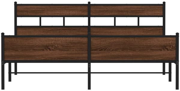 vidaXL Metallbett ohne Matratze Braun Eichen-Optik 180x200 cm 3308517 Bild 4