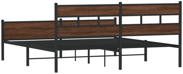vidaXL Metallbett ohne Matratze Braun Eichen-Optik 180x200 cm 3308517 Bild 6