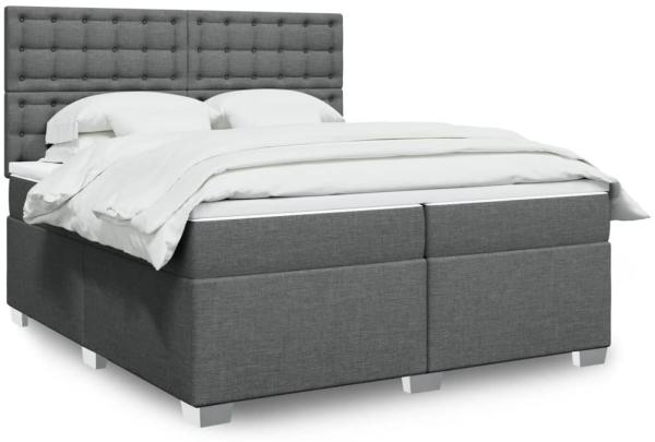 vidaXL Boxspringbett mit Matratze Dunkelgrau 200x200 cm Stoff 3292910