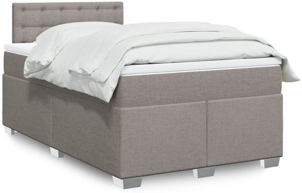 vidaXL Boxspringbett mit Matratze Taupe 120x200 cm Stoff 3285873