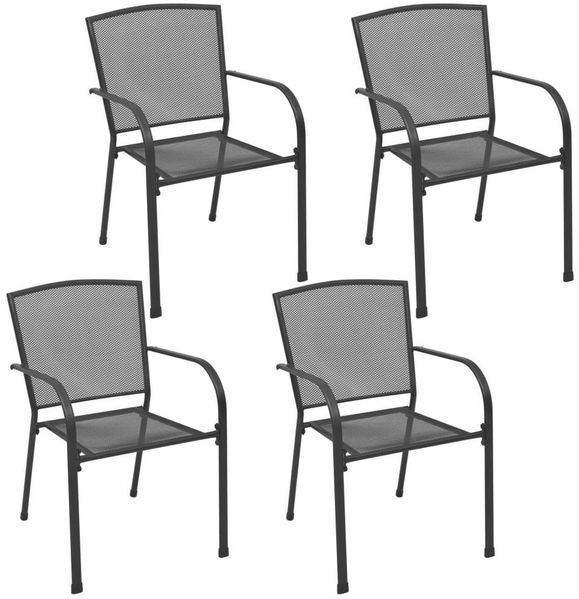 vidaXL Gartenstühle 4 Stk. Mesh-Design Anthrazit Stahl 310154