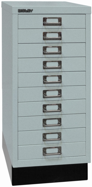 Bisley MultiDrawer™, 29er Serie mit Sockel, DIN A4, 10 Schubladen, Farbe silber
