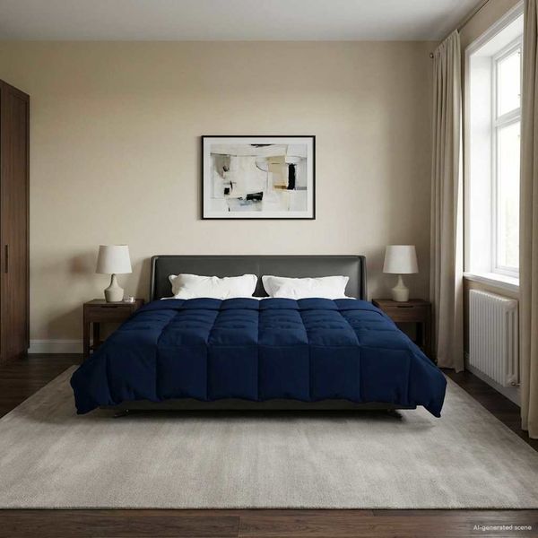 vidaXL Ganzjahresbettdecke Dunkelblau 200 x 220 cm Mikrofaser 42026057