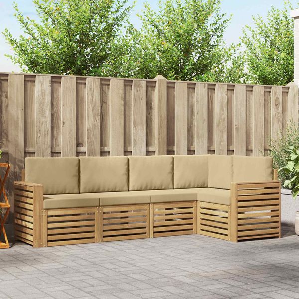 vidaXL Outdoor-Sofagarnitur 5 pcs Weiß und Beige 251 x 132,5 x 73 cm 3391843
