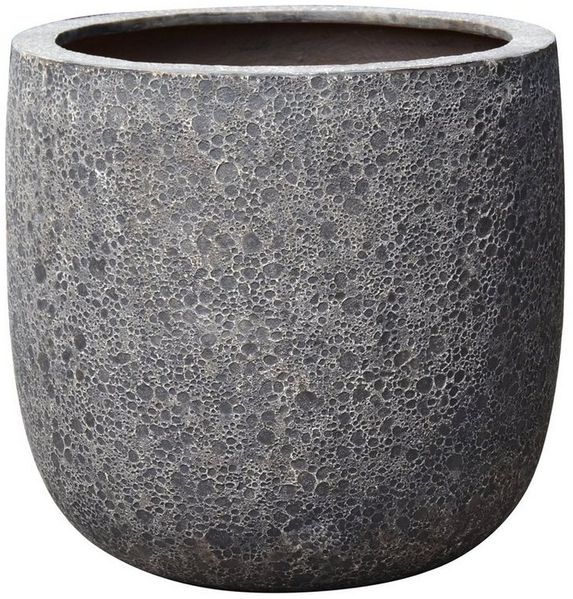 Dehner Übertopf Lava, rund, Polystone, schwarz, Pflanzkübel für den Außenbereich, massive Optik, leichtes Material
