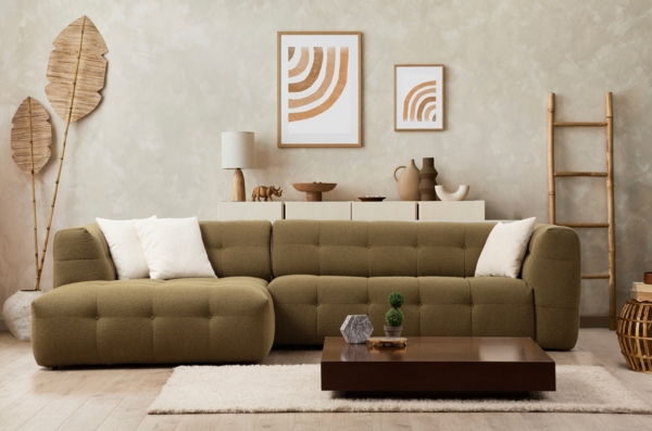 Ecksofa, 'Cady', 72 x 150 x 300, Khaki
