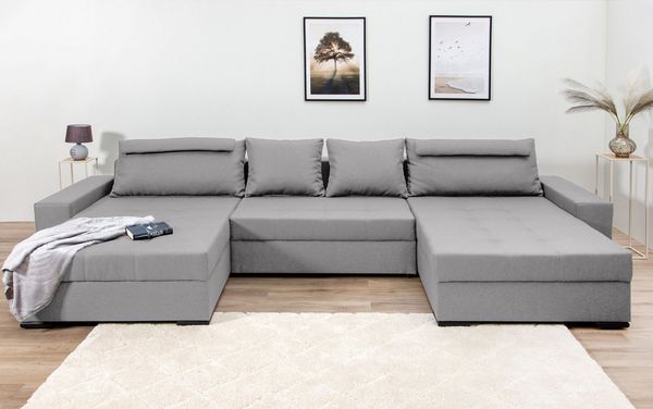 COLLECTION AB Wohnlandschaft Josy XXXL-Relax U-Form, B: 352 cm, Bettfunktion, Bettkasten & 2 Nackenkissen, Federkern