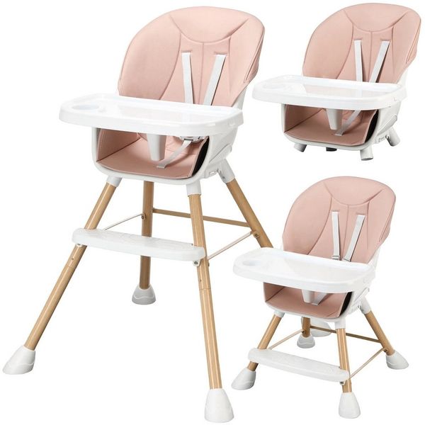 oyajia Kinderstuhl 3-in-1 Kinderstuhl, Kombistuhl, Babystuhl, Barhocker (Babystuhl für Kinder ab 6 Monate bis 5 Jahren), Babystuhl mit Tablett und 5-Punkt-Gurt, Fußstütze, Einfach zu Reinigen
