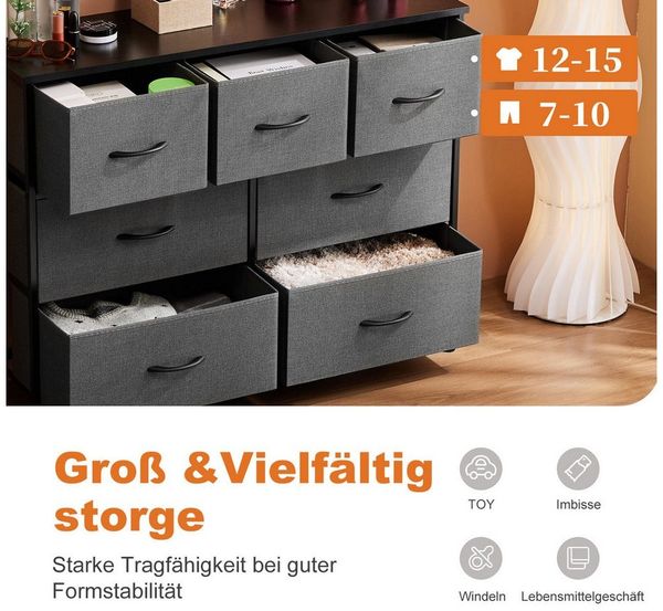 DUMOS Schubkastenkommode Kommode mit 7 Schubladen,Aufbewahrungsschrank, 7 Schubladen,Metallrahmen, industrieller Stil